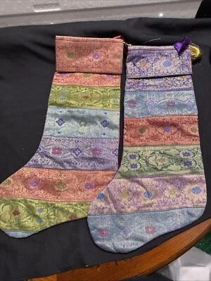 Pier 1 импортные цветные чулки атласные с золотыми кисточками лот из 2 #TB38 - Изображение 1 из 4