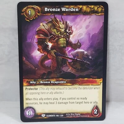 World Of Warcraft War Of The Elements Bronze Warden 166/220 TCG Card - Image 1 of 2