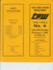 TOLEDO, PEORIA & WESTERN TP&W ETT TIMETABLE SYSTEM  #4  FEBRUARY 1, 1981.