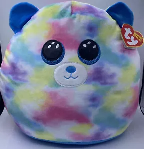 TY Squish-A-Boos Large Plush -HOPE- Tie Dye Bear BNWMT SquishMallow Style Plush - Picture 1 of 4