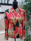 Color Fx Womens Multicolor 100% Silk Collared Long Sleeve Button Down Shirt L