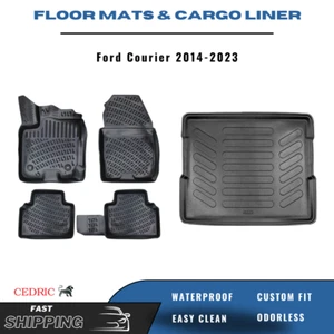 Car Floor Mats & Trunk Cargo Liner Fits Ford Courier 2014-2023 3D TPE FULL Set - Picture 1 of 17