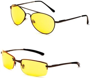 Noche Conducción Gafas de Sol En 2 Estilos Piloto O Rectangular 100% UV 400 - - Imagen 1 de 3