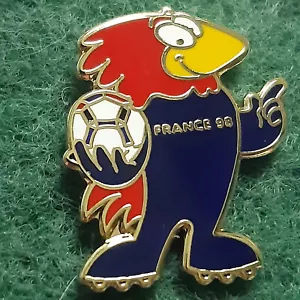 Football WORLD CUP FIFA FRANCE 1998 mascot talisman vintage enamel pin badge - Picture 1 of 2
