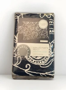 Martha Stewart Pillow Sham Paisley Vine Collectors Quilt Navy White Crewel NIP - Picture 1 of 8