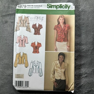 Simplicity 4879 Blouse Pattern R5 14–22 Uncut 2004 Puff Sleeve Vintage Style Y2K - Image 1 of 4