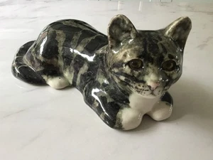 Vintage Winstanley Tabby Cat Size 4 with Cathedral Glass Eyes - Signed Stunning - Picture 1 of 10