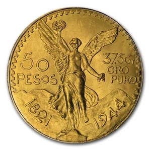 1944 Mexico Gold 50 Pesos BU - Picture 1 of 2