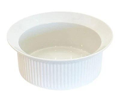 Cazuela acanalada redonda blanca Bisserup vintage Dansk Bistro blanca Japón 9" Foto 1 de 4