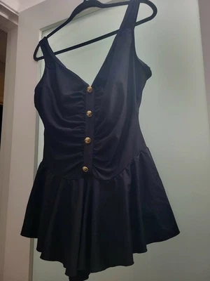 Traje de baño vintage años 90 negro básico ediciones Y2k traje de baño talla 20w Foto 1 de 4