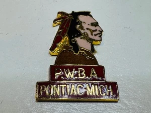 Vintage WBA Lapel Pin Women's Bowling Association Pontiac MI PWBA Chief Indian - Picture 1 of 2