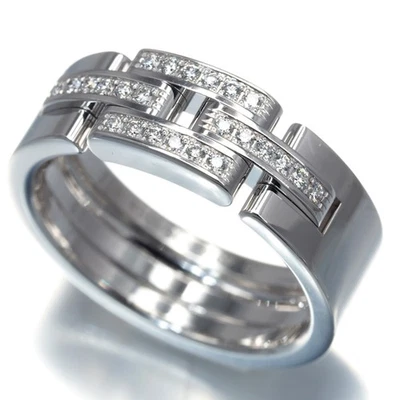 Подлинное кольцо Cartier с бриллиантом Maillon Panthere SM 3-рядное EU49 18K 750 белое золото - Изображение 1 из 4
