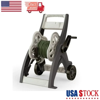 175ft Resin Hosemobile Water Hose Reel Cart Garden Storage Holder w/Wheels Gray - Imagem 1 de 4
