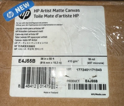HP DesignJet Artist Matte Canvas 36" x 50 feet E4J55B ✅❤️️✅❤️️ NEW! SEALED! - Image 1 of 3