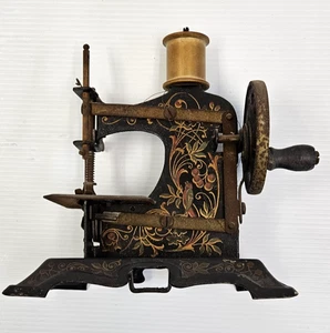 CRANK WORKS! Muller German Salesman Childs Toy Sewing Machine No. 5 ? Vintage - Picture 1 of 16