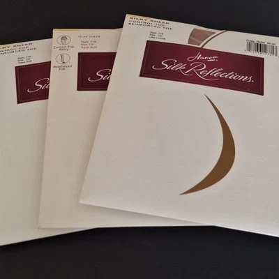 Hanes Control Top Reinforced Toe Pantyhose Silk Reflections Sheer Sz CD 3 Pair - Image 1 of 4