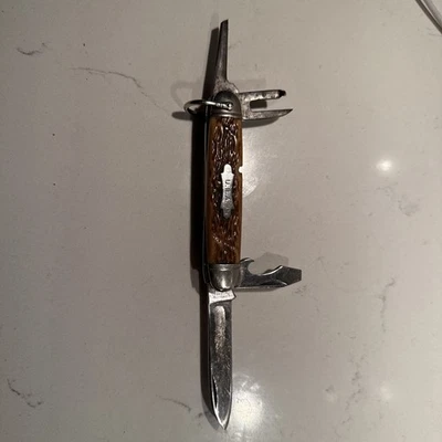 1930 年代 Camillus N.Y. 美国 4 系列骨口袋刀罕见 4 刀片 — 第 1/4 张图片