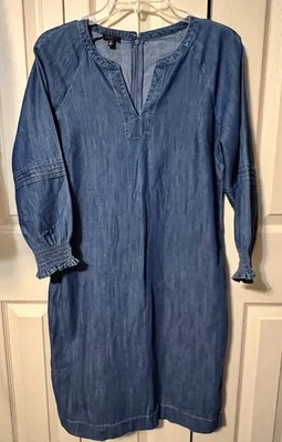 Nuevo sin etiquetas Vestido informal con cremallera Talbots Denim 100 % algodón lavado oscuro para mujer talla 4 Foto 1 de 4