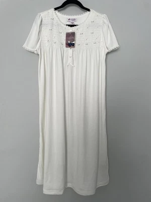 NWT Go Softly Ivory Cotton Blend Nightgown Sz S Stretchy Ultra Soft Sleepwear - Image 1 of 4