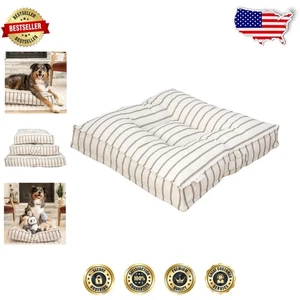 Cama de lujo con almohada a rayas para perros - pequeña, ecológica y lavable a máquina 24"x24" - Imagen 1 de 7