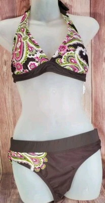 Athleta Women's Colorful Paisley Bikini 2 Pc Soft Bra Cup Top - S Bottom - M - Image 1 of 4
