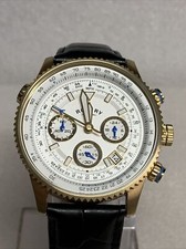 Rotary Men's Black/Gold Dial Chronograph Black Leather Watch. GS03008/04