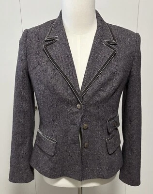 Vertigo Paris France Wool Silk Tweed Blazer jacket Size M Medium Stretch - Image 1 of 4