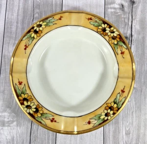 Posacenere porcellana vintage dipinto a mano girasoli bordo oro firmato Maher 5,5" - Foto 1 di 5