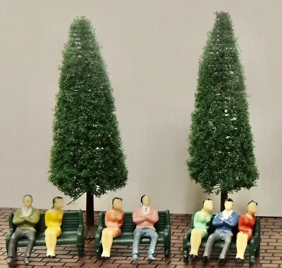 Plasticville Lionel O and 027 Park  Scene (2 Trees,3 Benches, 7seating Figurine) - Image 1 of 4