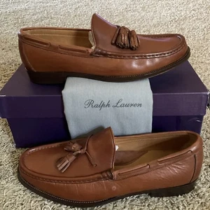 Scarpe mocassini uomo marrone POLO Ralph Lauren nappa taglia 10,5 panca - Made in Italy - Foto 1 di 10