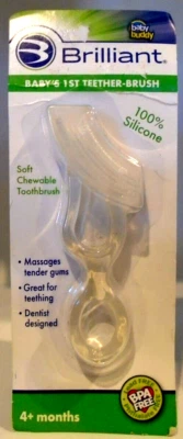 Brilliant Babys 1st Toothbrush Teether, Chewable Silicone, No-BPA Baby Toddler - Image 1 of 2