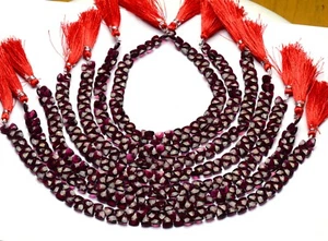 Natural Gem Rhodolite Garnet 6.5mm Faceted Trillion Shape Briolette Beads 10" - Picture 1 of 5