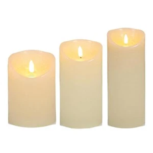 Vela parpadeante realista LED blanca cálida cera real sin llama Premier Decorations - Imagen 1 de 4