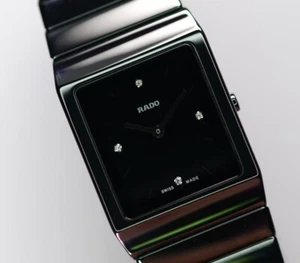Rado reloj Ceramica hoja de diamante 23 mm dama negro cuarzo 21702702 caja + papeles - Imagen 1 de 10