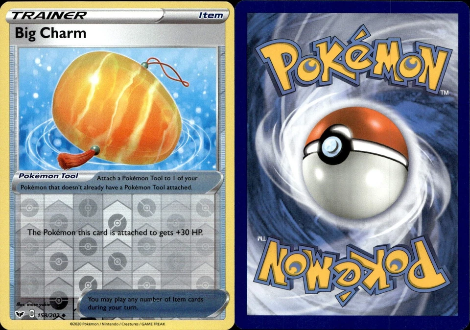 Pokemon TCG Big Charm Sword & Shield Base Set 158/202 Reverse Holo Uncommon NM - Image 1 of 1