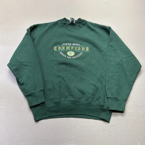 Vintage Green Bay Packers Crewneck Mens Large Green Sweater Pullover NFL Fleece Cover
