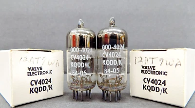 Par escaso emparejado de tubos de vacío Mullard CV4024 KQDD/K 12AT7WA edición militar Foto 1 de 4