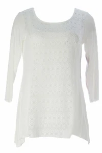 Miraclebody by Miraclesuit Damenoberteil elfenbeinfarben Mixmedien Ösen U-Ausschnitt $ 60 neu mit Etikett - Bild 1 von 5