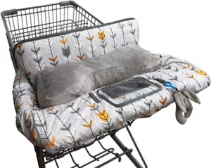 Baby Shopping Cart Cover With Cellphone Holder Pockets Grey Pillows NEW - Picture 1 of 9