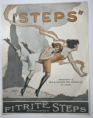 Fitrite Athletic Steps Shoe Pinup Paper Ad Sign 2 Sided Ely Walker St Louis Girl - Image 1 of 4