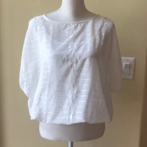 Nwt Willi Smith White Embroidered Short Dolman Sleeve Blouson Blouse Size XS & S - Picture 1 of 8