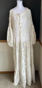 Jen’s Pirate Booty Ivory Embroidered Maxi Dress Size Large Boho Festival - Picture 1 of 9