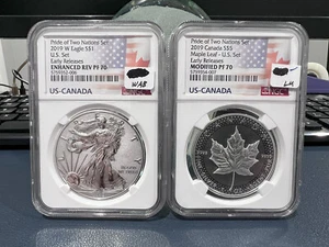 2019 W Eagle $1 Pride of Two Nations Set Early Releases US-CANADA PF 70 (BAJ) - Picture 1 of 3