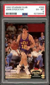 John Stockton Card 1992-93 Stadium Club #200 PSA 6 - Picture 1 of 2