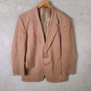 Giorgio Sant'Angelo Jacket Mens 48R Brown Blazer Linen Blend 2 Button Suit Coat - Picture 1 of 14