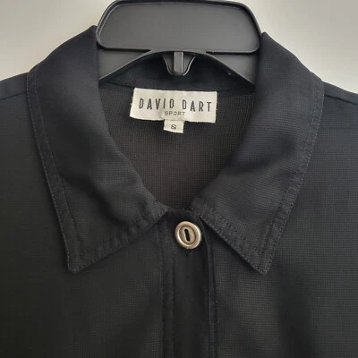 Blusa DAVID DART SPORT Tamanho Pequeno Lagenlook Vintage Manga Longa Preta Botão para Cima - Imagem 1 de 4