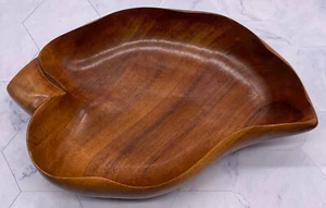 Vintage House of Kalai Koa Wood Hawaii Leaf Shape Bowl Dish Tray - Picture 1 of 24