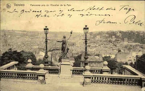 Verviers Belgien s/w AK 1914 frankiert Panorama pris de l'Escalier de la Paix - Picture 1 of 2