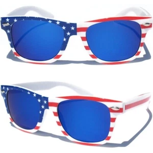 KIDS SIZE USA American Flag Sunglasses Classic Boy Girl Small Blue Mirror Lens - Picture 1 of 4