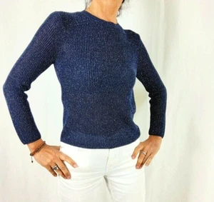 MARELLA MAXMARA PULLOVER COTONE E LUREX TG M MAGLIA INGLESE BLU NAVY - Foto 1 di 6